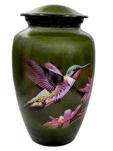 Urnes funéraires pour crémation, design cardinal élégant, grande taille, 26 cm de haut, avec sac en velours, urne verte - Product Image 5