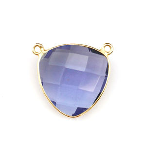 Femmes bricolage Micky Mouse Style collier pendentif Iolite Quartz coeur facettes pierres précieuses lunette réglage 925 argent breloque bijoux - Product Image 1