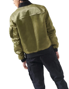 Chaqueta universitaria de satén lista para el invierno, chaqueta de béisbol Bomber personalizada OEM para moda de clima frío y atractivo callejero juvenil - Product Image 6