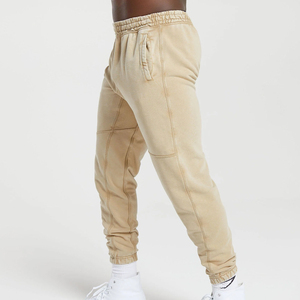 Haute qualité taille élastique hommes survêtement pantalons de survêtement vente chaude coton polaire pantalons décontractés taille moyenne plaine teint toile - Product Image 5