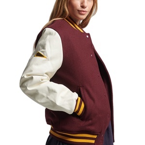 2025 <b>Winter</b> Letterman Women Jacket <b>Coat</b> <b>Lady</b> Custom Varsity Jacket Leather Cropped Breathable Cotton Fleece Varsity Jacket Women - Product Image 2