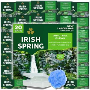 Savon en barre Irish Spring (lot de 20) Original Clean - Comprend un porte-savon et une éponge - Grandes barres de savon de 4 OZ - Product Image 2