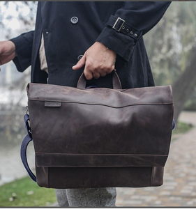 Leather <b>Briefcase</b> Men Monogram Cross Body Computer Sling Gifts for Him Leather <b>Briefcase</b> Man - Product Image 1