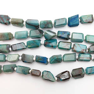 Cuentas de Crisocola de 10-12 mm, Cuentas Facetadas en Forma de Pepita, Hechas a Mano, para la Elaboración de Joyería, 18-20 Cuentas en un Hilo de 8 Pulgadas - Product Image 2