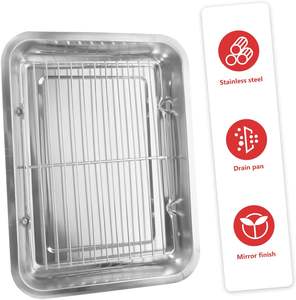 2 Sets Stainless Steel <b>Drain</b> Pan Food Serving Tray Snack Tray Stainless Steel Containers Snack Containers Fruit Trays Fruit Cont - Product Image 6