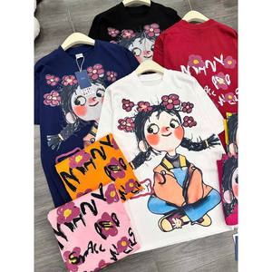 T-shirt en coton Slim Fit pour femmes bébé dessin animé Animal imprimé fleuri Style Y2K XS Slim Options surdimensionnées disponibles - Product Image 6