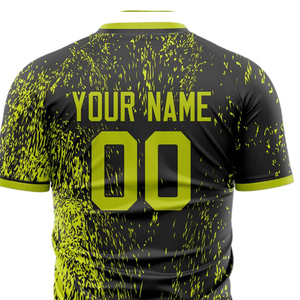 Men's Sublimated Soccer Jersey Crew Neck Short Sleeve Black Lime Green Team Name Moisture Wicking <b>Athletic</b> Fit - Product Image 5