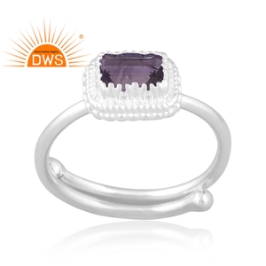 Unique Design Fine <b>Sterling</b> <b>Silver</b> <b>Rings</b> Natural Iolite Gemstone <b>Adjustable</b> Custom Jewelry Manufacturer - Product Image 2