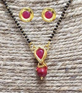 Indian Manufacturer Export Quality Ethnic Gold Plated Red Pearl Mangal Sutra Necklace <b>Inspired</b> Women Fashion <b>Jewelry</b> Casual Wear - Product Image 2