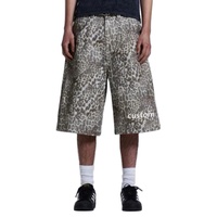 Shorts en jean baggy tissés personnalisés pour l'été, style streetwear, coupe droite, unisexe, ajustement ample, logo personnalisé, haute qualité, 100% coton, vente en gros