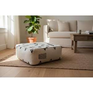 Moroccan <b>Leather</b> Pouf Handmade Ottoman Footstool Traditional Handcrafted <b>Pouffe</b> Home Decor Boho Ottoman Seat Living Roo - Product Image 1