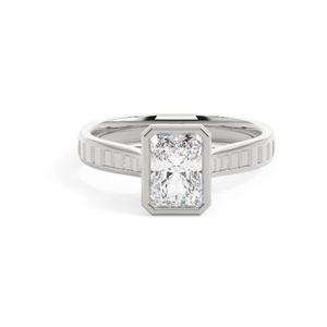 Bague de fiançailles en diamant de laboratoire taille radiant sertie sur un sertissage pour femmes en argent 925 et or rose, style mignon - Product Image 1