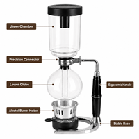 Cafetière Siphon en Verre Borosilicate Haute Qualité avec Filtre Réutilisable et Composants en Acier Inoxydable – Machine à Café Sous Vide pour la Maison (Vente en Gros)