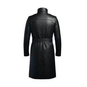 Manteau long d'hiver tendance en cuir véritable pour hommes, coupe-vent, noir, élégant, manteau long en cuir de qualité supérieure fabriqué par Maximize Wear - Product Image 2
