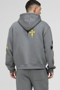 OEM personnalisé anthracite imprimé croisé surdimensionné Boxy fermeture éclair à travers sweats à capuche pour hommes coton mélangé nouveauté sweat à capuche pour homme - Product Image 2