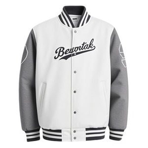 Chaqueta Universitaria de Béisbol con Logotipo Personalizado, Forro de Lona Recubierta, Mangas de Poliéster, Forro de Spandex, Relleno de Fibra de Poliéster, Color Negro - Product Image 1