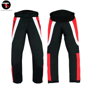 2025 pantalones de motociclismo personalizados para hombre, textil Cardura transpirable para todo tipo de clima en rojo y blanco, cierre de mosca con botón, último diseño - Product Image 6