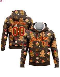 Cosido azul hielo rojo-blanco divertido Navidad 3D deportes pulóver Sudadera con capucha Premium alta calidad invierno estilo Casual con capucha - Product Image 4