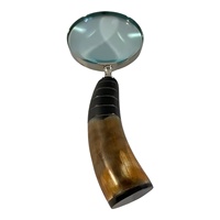 Loupe décorative de haute qualité avec poignée en véritable corne de buffle, style animalier naturel, artisanat artisanal