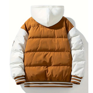 OEM Winter Outdoor Men's Puffer <b>Jacket</b> Custom Front Canvas Fabric Stand Collar <b>Waterproof</b> Windproof Multi-Shiny <b>Padded</b> Wholesale - Product Image 2