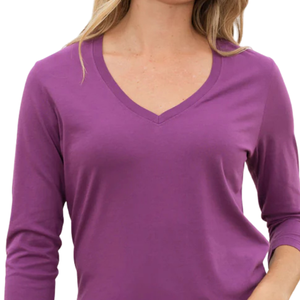 Camiseta de Manga 3/4 con Cuello en V para Mujer, 100% Algodón Orgánico de Lujo, Preencogido, Certificado GOTS, Suave, Transpirable, Clásica - Product Image 6