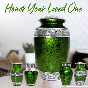 ชุดโกศใส่ศพสำหรับผู้ใหญ่ทำจากอะลูมิเนียมสีเขียวของชำร่วยทันสมัย - Product Image 3