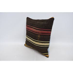 Brown Kilim Patchwork Wool Pillow Luxury <b>18x18</b> Inch Decorative Cushion Floral Vintage Print Woven Bedding Floor Portable - Product Image 4