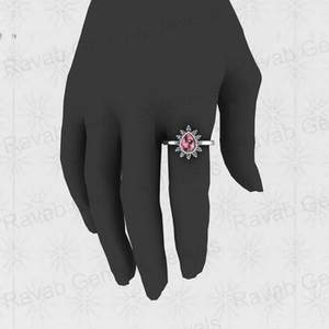 Christmas Sale 925 Genuine <b>Silver</b> Women's Engagement <b>Ring</b> 6X8mm Pear Pink Black Copper Turquoise Gemstone CZ Wedding Jewelry - Product Image 3