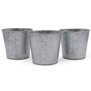 Jardinière de fleurs finie galvanisée en fer de forme ronde de dernière conception pour la maison et le jardin Jardinière décorative faite à la main - Product Image 1