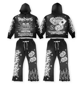 Venta al por mayor de logotipo personalizado impreso Fitness Joggers 2 piezas conjunto sudaderas con capucha chándal gimnasio entrenamiento ropa deportiva Jogging hombres chándal - Product Image 3