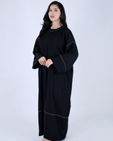 Robe Abaya longue en crêpe pour femme, manches longues, col rond, couleur unie, coupe ample, respirante, tenue modeste, toutes saisons
