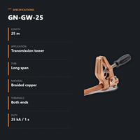 CROWNPOWER Câble de mise à la terre en cuivre de 25 m de long pour opération de mise à la terre de tours de grande hauteur