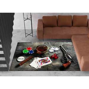 Alfombra Impresa: Diseño de Póker de Casino, Alfombra Moderna Personalizada para Decoración de Salón, con Pelo Suave - Product Image 1