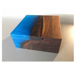 Posavasos de resina de madera de estilo americano, Forma cuadrada ecológica, juego de posavasos de Color marrón y azul, utensilios de cocina para el hogar, posavasos personalizados de 4 piezas - Product Image 3