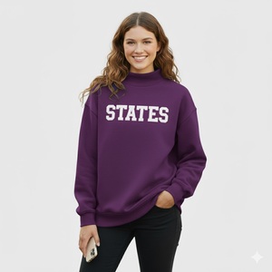 Sudadera de cuello simulado con letras griegas de talla grande para mujer de alta calidad con logotipo personalizado frontal de invierno - Product Image 4