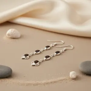 Boucles d'oreilles pendantes en argent 925 avec grenat pour femmes, plaquées or rose, bijoux religieux chrétiens en pierres précieuses pour mariage, fête, cadeau - Product Image 3