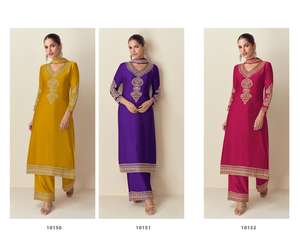 Nueva elegancia tendencia Chinon seda Chinon Salwar traje Dupatta bordado secuencia Trabajo Mujer moda exportación indio paquistaní - Product Image 5