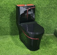 Sanitaire moderne carré WC toilette ligne rouge carré une pièce en céramique commode bol salle de bain placard d'eau