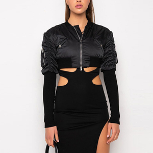Veste d'hiver pour femmes, coupe courte, personnalisée en gros, respirante, fermeture éclair, bomber, grande taille, motif imprimé, streetwear - Product Image 3