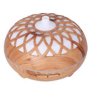 Diffuseur d'huiles essentielles en bois sculpté, humidificateur ultrasonique, lumière ambiante LED multicolore, brumisateur silencieux - Product Image 5