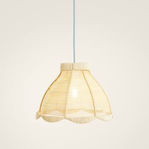 Abat-jour de plafond en rotin contemporain abat-jour suspendu en rotin conique avec bord festonné - Product Image 4