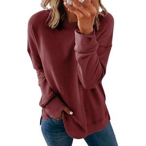 New Collection Luxury Long Sleeve Round Neck Shoulder Slope Solid Comfortable Casual <b>Women's</b> Cotton Sweatshirt From Bangladesh - Product Image 1