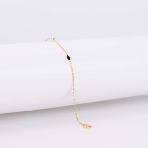 Pulsera de Cadena de Perlas Redondas Esmaltadas en Color Negro, Joyería Turca Hecha a Mano al por Mayor, Plata de Ley 925 para Mujer, Regalo para Fiesta - Product Image 4