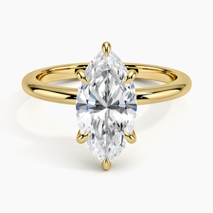 1Ct Marquise Cut Lab Grown Diamond 14K Anillo de compromiso de oro sólido para su regalo Hombres y mujeres del fabricante indio - Product Image 1