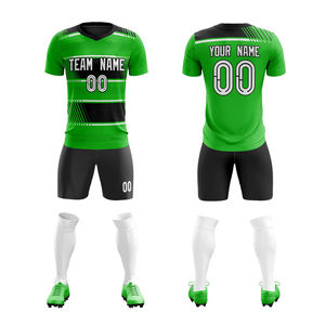 Nueva Llegada 2026, Jersey de Fútbol Corto Personalizado de Secado Rápido e Impermeable, Verde y Negro, Uniforme de Fútbol Completo, Servicio OEM, Unisex - Product Image 1
