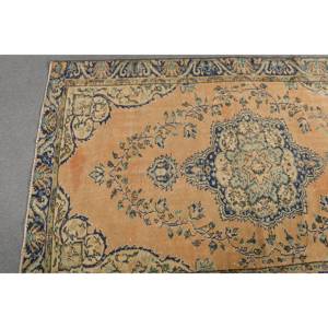 Alfombra turca hecha a mano clásica beige azul 6,2x10,1 pies diseño de retazos Rectangular para dormitorio felpa 4m de ancho látex para adolescentes - Product Image 3