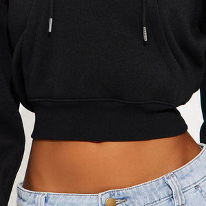 Sudadera con capucha de lana de algodón 100% de peso pesado para mujer/precio al por mayor logotipo personalizado diseño elegante recortado última Sudadera con capucha 2025 - Product Image 6