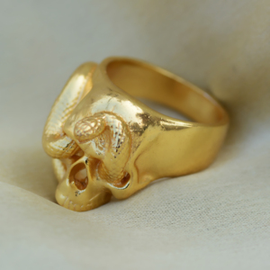 Anillos Góticos de Calavera y Serpiente, Anillos de Latón Chapados en Oro de 18k, Anillos Punk Biker al por Mayor para Hombre - Product Image 4