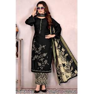 Ensemble de matériel de robe brodée en rayonne élégante bas imprimé Daman dentelle détaillant élégant Jacquard Dupatta pour la fête sans plis - Product Image 2