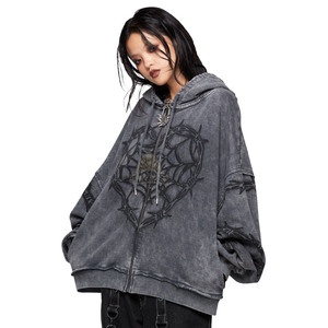 Washed Winter Hoodie Designer Custom High Quality Cotton French Terry Vintage Screen Printed Acid Wash Zipper Customizable - Product Image 5